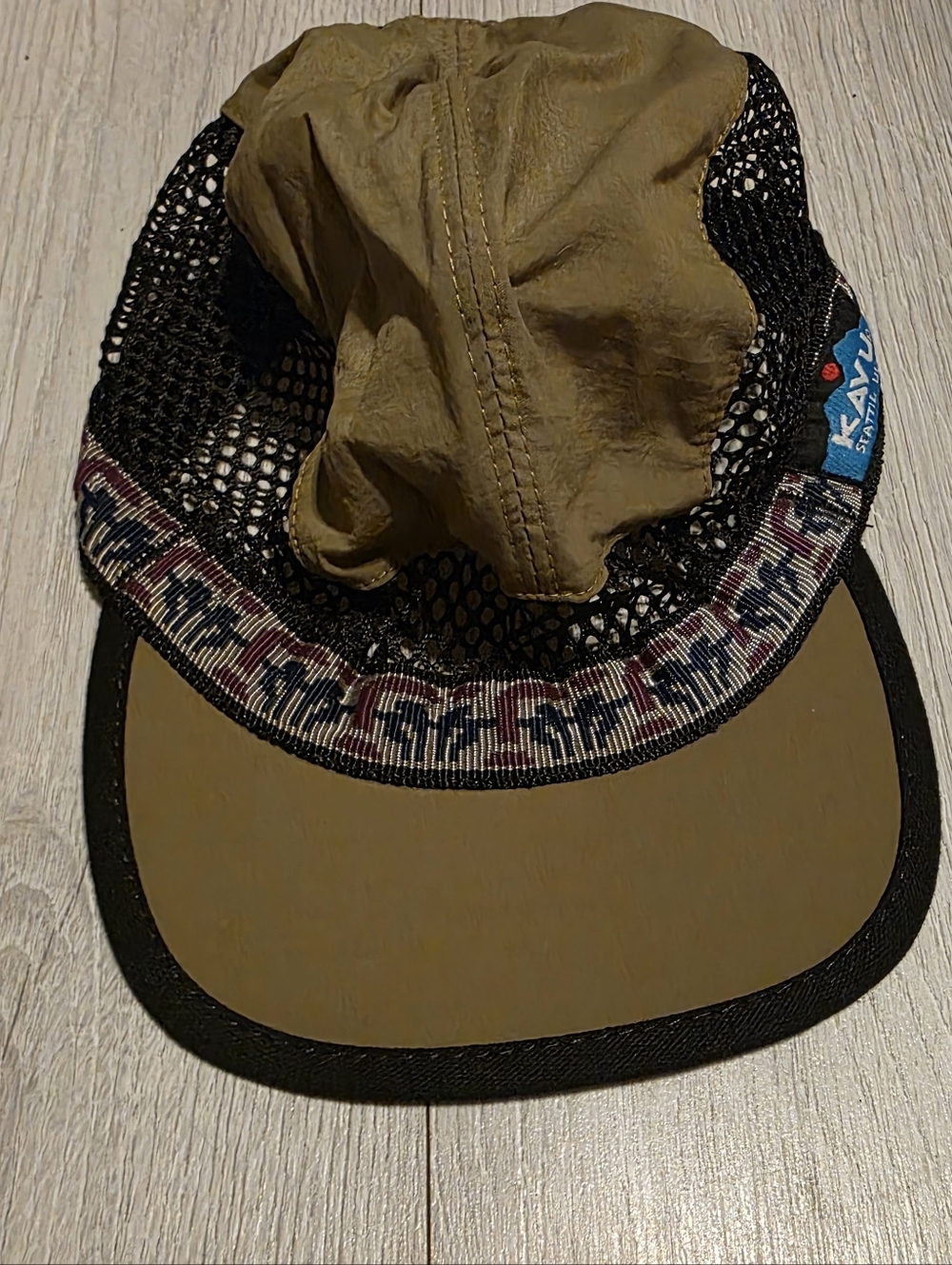 Unisex Kavu Olive and Black Mesh Trucker Cap with Patterned Trim- Medium